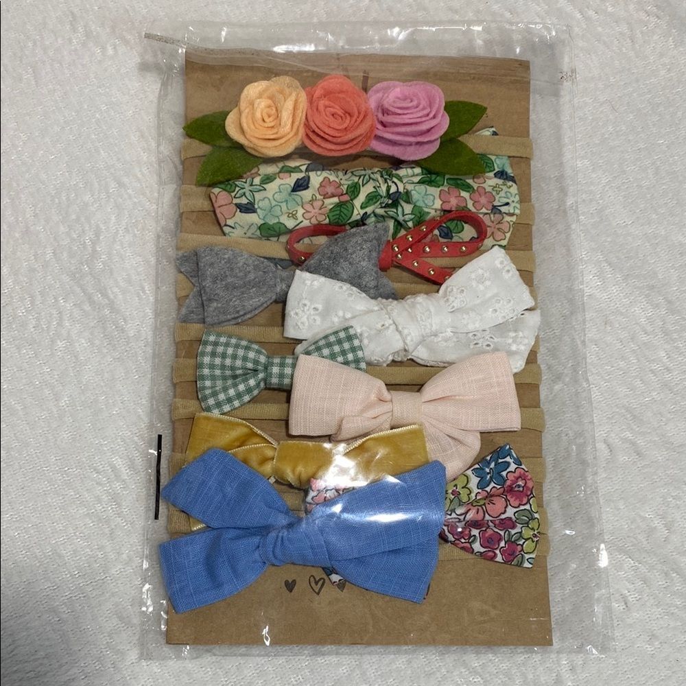Floral and Bow Kids Headband Set